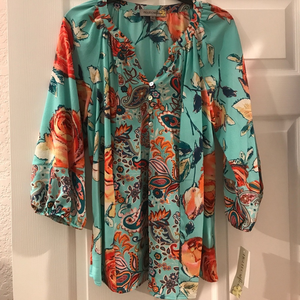 NWT-Boho Figueroa & flower blouse
